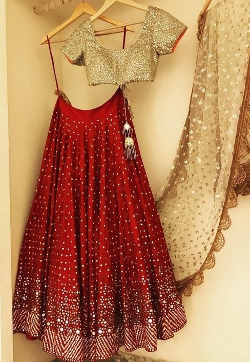 Pink & Golden Ready to Wear Designer Silk Lehenga Choli with Sparkle & –  Ethnos