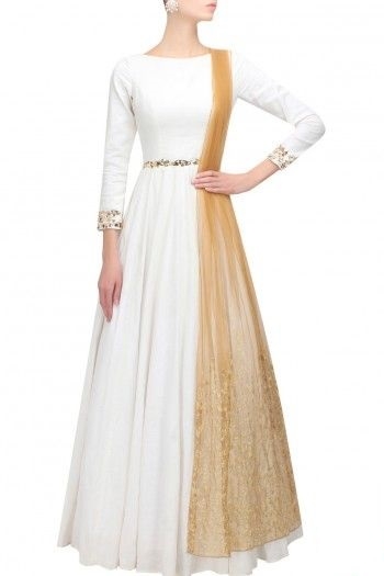 white long dress with dupatta