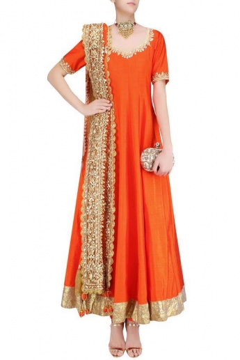 Orange Color Anarkali Suit