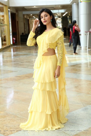 Yellow Color Ruffle Pre-Stitched Saree