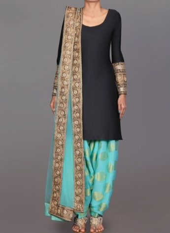 Black And Blue Color Patiala Suit