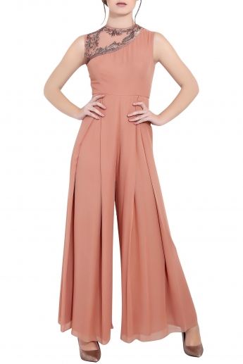 Darl Salmon Color Plazo Dress