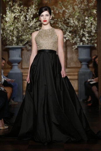 Black And Golden Color Gown