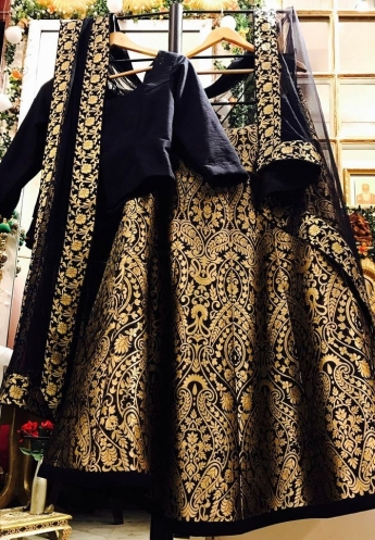 Black And Golden Color Lehenga