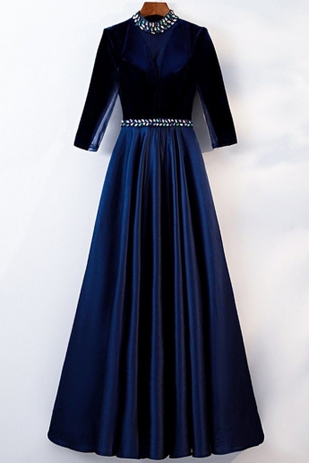 Blue Color Velvet Gown