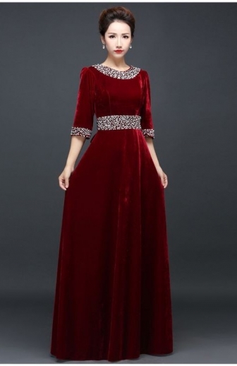 Red Color Velvet Gown