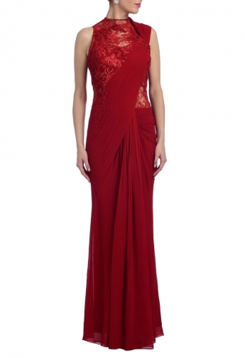 Red Color Saree Gown