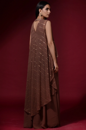 Brown Color Plazo Dress