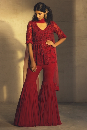 Red Color Sharara Suit