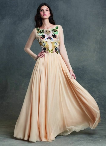 Buy Peach Color Long Gown Online on Fresh Look Fashion