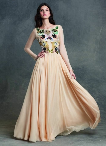 Peach Color Long Gown