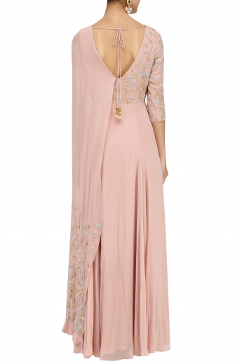 Light Pink Color Cape Dress