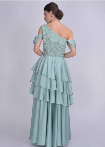 Blue Color Ruffle Gown