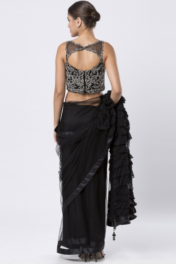 Black Color Ruffle Saree