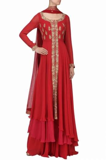 Red Color Plazo Suit