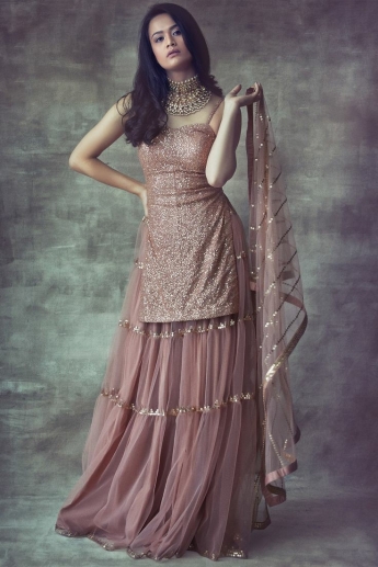 Rosy Brown Color Sharara Suit