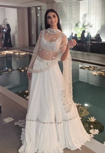 Floral White Color Lehenga