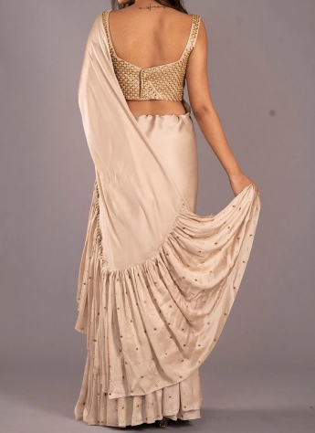 Antique White Ruffle Saree