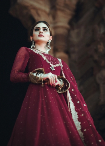 Red Color Gown With Dupatta