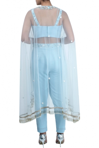 Sky Blue Crop Top With Pant