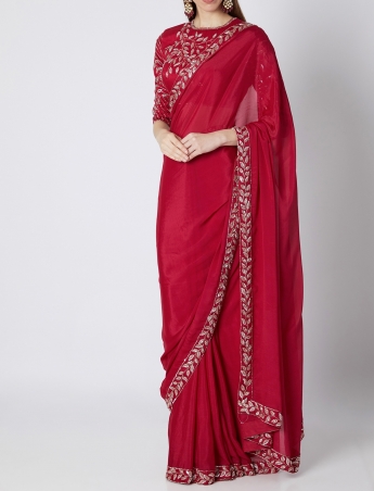 Red Color Designer Saree