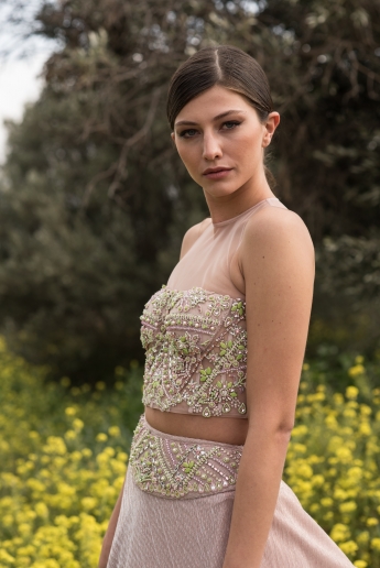 Misty Rose Crop Top And Skirt Lehenga