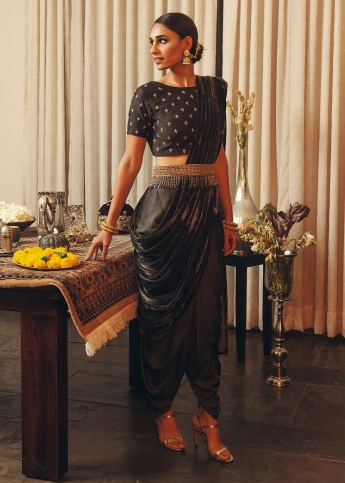 Black Dhoti Saree