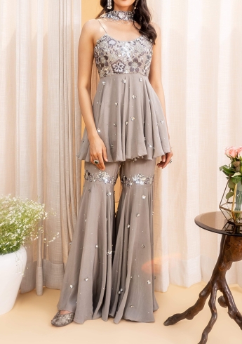 Gray Sharara Suit