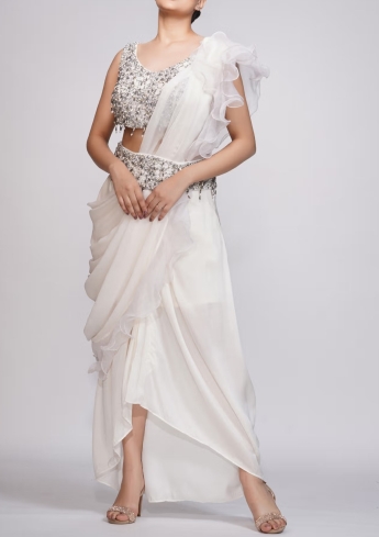 White Concept Saree Set