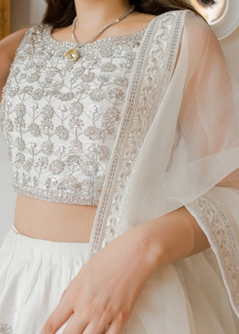 Floral White Designer Lehenga