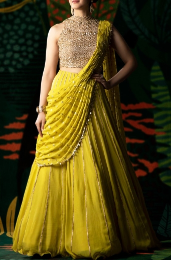 Lime Designer Lehenga