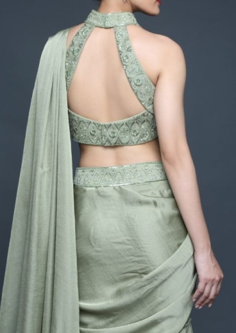 Pastel Green Sharara Saree