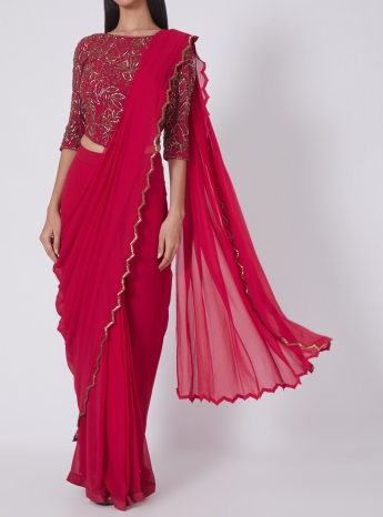 Party Wear Indo Western Style Saree - Evilato Online Shopping