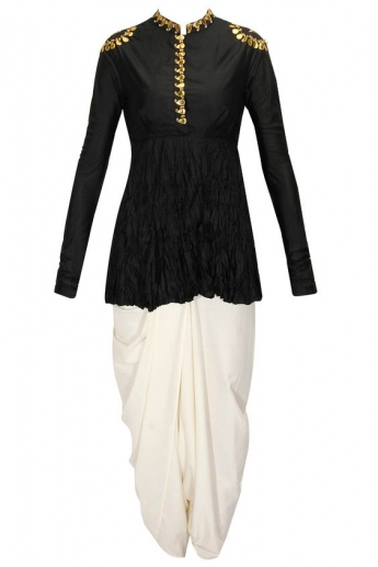 Black And White Color Dhoti Dress