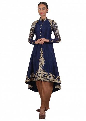 Blue And Brown Color Dhoti Dress