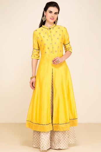 Yellow Color Plazo Suit