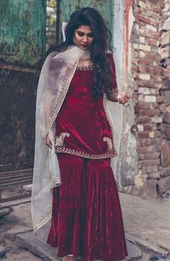 Maroon Color Sharara Suit