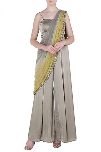 Gray Color Plazo Saree